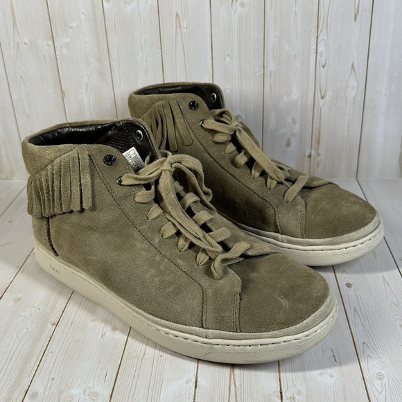 UGG Mens "Cali" Fringe Olive Green Suede High Top Trainer Boots #1020137 US 10.5 - Picture 1 of 10